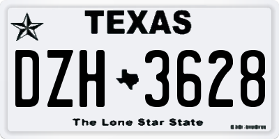 TX license plate DZH3628