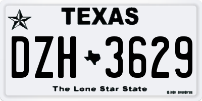 TX license plate DZH3629