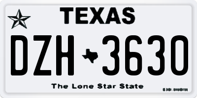 TX license plate DZH3630