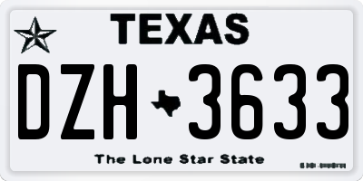 TX license plate DZH3633
