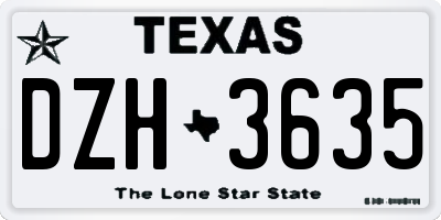 TX license plate DZH3635
