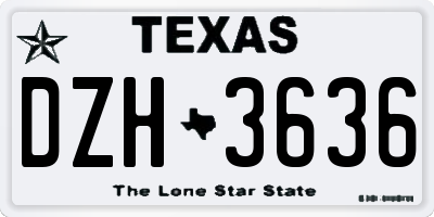TX license plate DZH3636