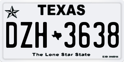 TX license plate DZH3638