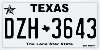 TX license plate DZH3643