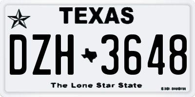 TX license plate DZH3648