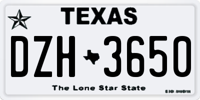 TX license plate DZH3650