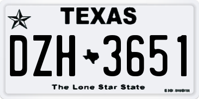 TX license plate DZH3651