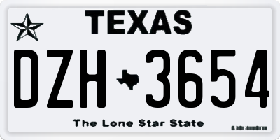 TX license plate DZH3654
