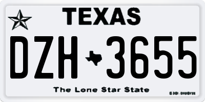 TX license plate DZH3655