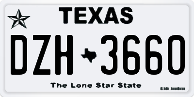 TX license plate DZH3660