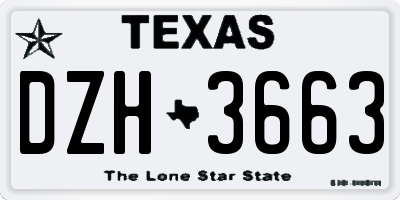 TX license plate DZH3663