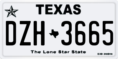 TX license plate DZH3665