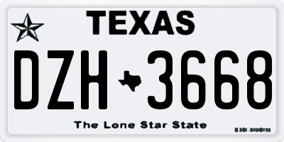 TX license plate DZH3668