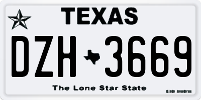 TX license plate DZH3669