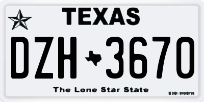 TX license plate DZH3670