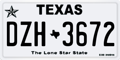 TX license plate DZH3672