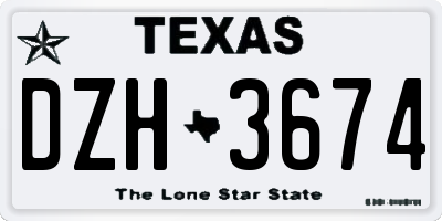 TX license plate DZH3674