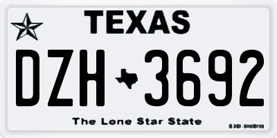 TX license plate DZH3692