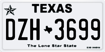 TX license plate DZH3699