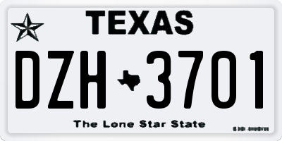 TX license plate DZH3701