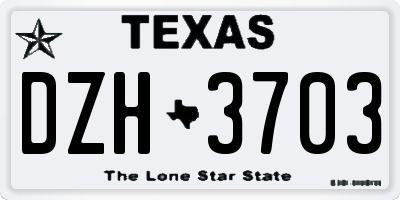 TX license plate DZH3703
