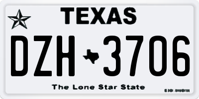 TX license plate DZH3706