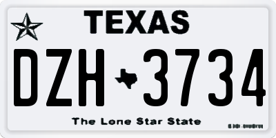 TX license plate DZH3734