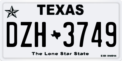 TX license plate DZH3749