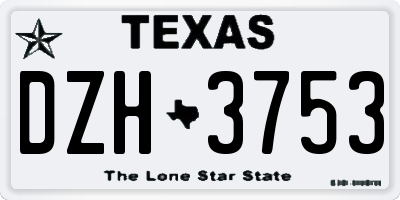 TX license plate DZH3753