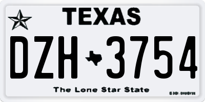 TX license plate DZH3754