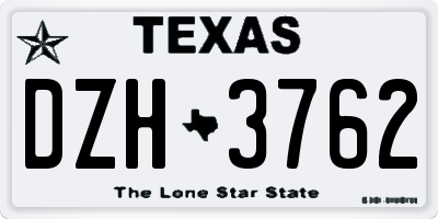 TX license plate DZH3762