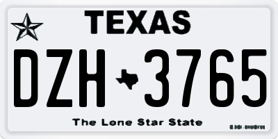 TX license plate DZH3765