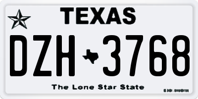 TX license plate DZH3768