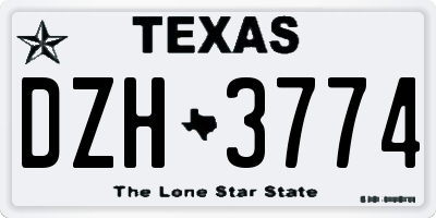 TX license plate DZH3774