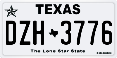 TX license plate DZH3776