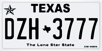 TX license plate DZH3777