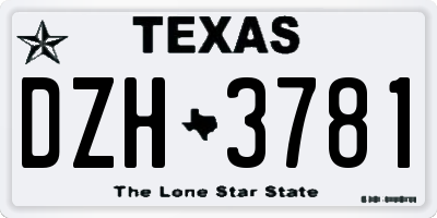 TX license plate DZH3781