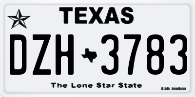 TX license plate DZH3783