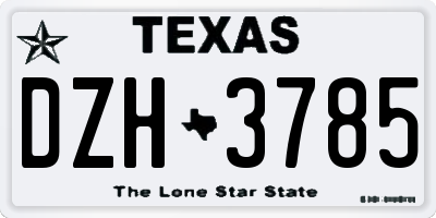 TX license plate DZH3785