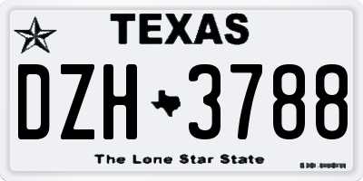 TX license plate DZH3788