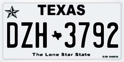 TX license plate DZH3792
