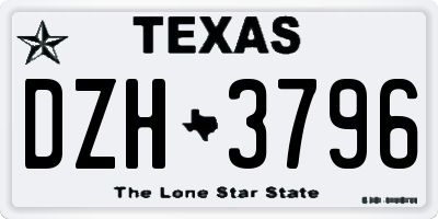 TX license plate DZH3796