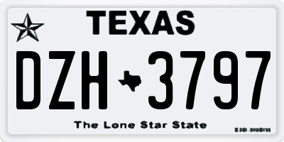 TX license plate DZH3797