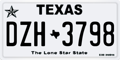 TX license plate DZH3798