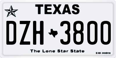 TX license plate DZH3800