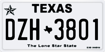 TX license plate DZH3801