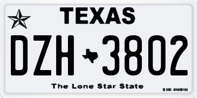 TX license plate DZH3802