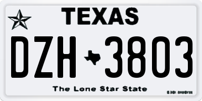 TX license plate DZH3803