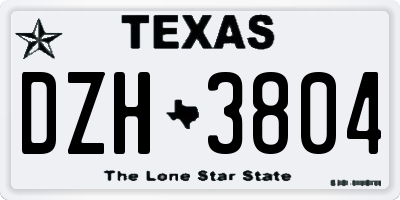 TX license plate DZH3804