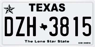 TX license plate DZH3815
